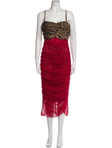 Dolce & Gabbana Dresses Animal Print Long Dress Us10, It46 | L