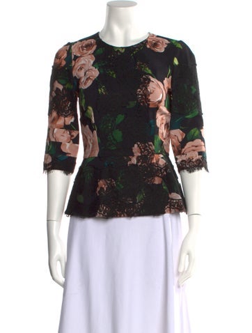 Dolce & Gabbana Tops Floral Print Crew Neck Blouse Us4, It40 | S