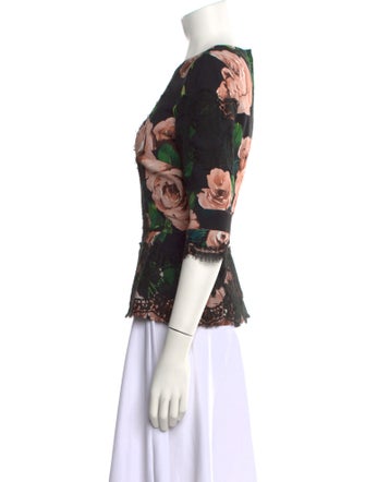 Dolce & Gabbana Floral Print Crew Neck Blouse