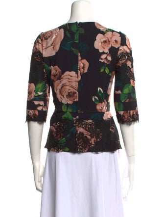 Dolce & Gabbana Floral Print Crew Neck Blouse
