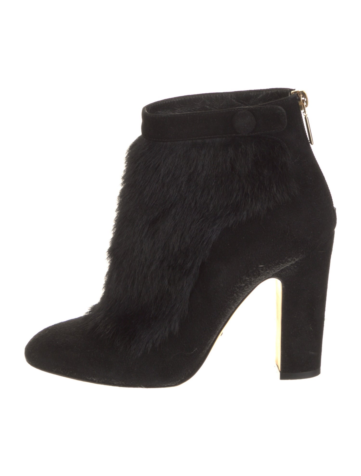 Dolce & Gabbana Suede Faux Fur Trim Lace-Up Boots