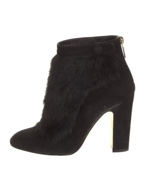 Dolce & Gabbana Suede Faux Fur Trim Lace-Up Boots
