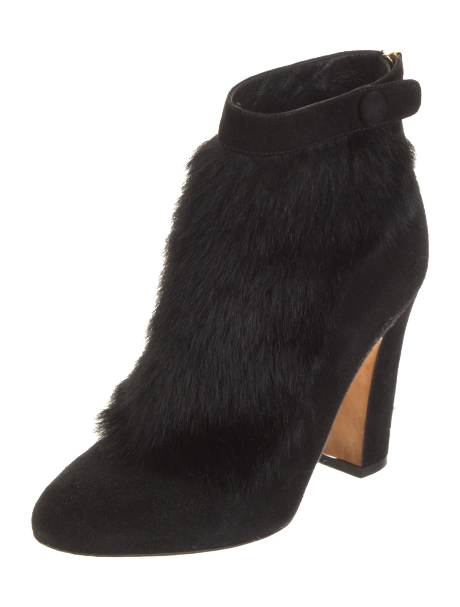 Dolce & Gabbana Suede Faux Fur Trim Lace-Up Boots