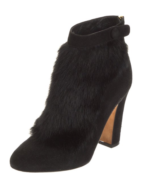 Dolce & Gabbana Suede Faux Fur Trim Lace-Up Boots