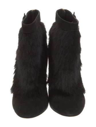 Dolce & Gabbana Suede Faux Fur Trim Lace-Up Boots