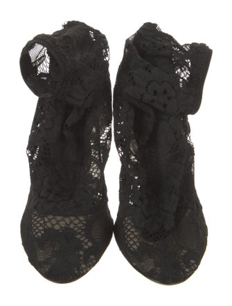 Dolce & Gabbana Lace Lace Pattern Combat Boots