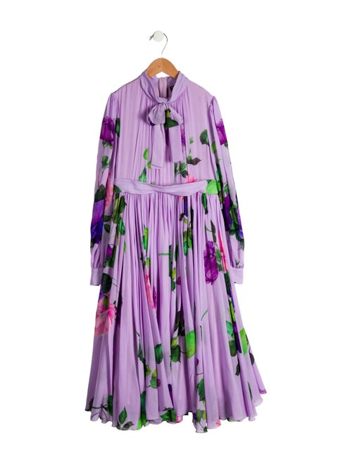 Dolce & Gabbana Girls' Floral Print Silk Dress