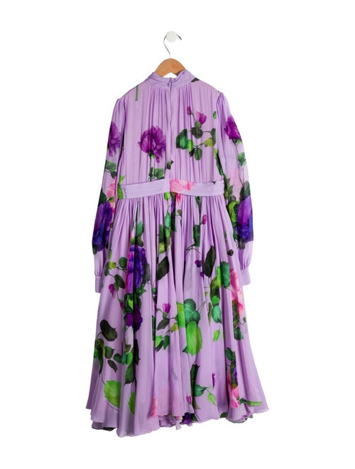 Dolce & Gabbana Girls' Floral Print Silk Dress