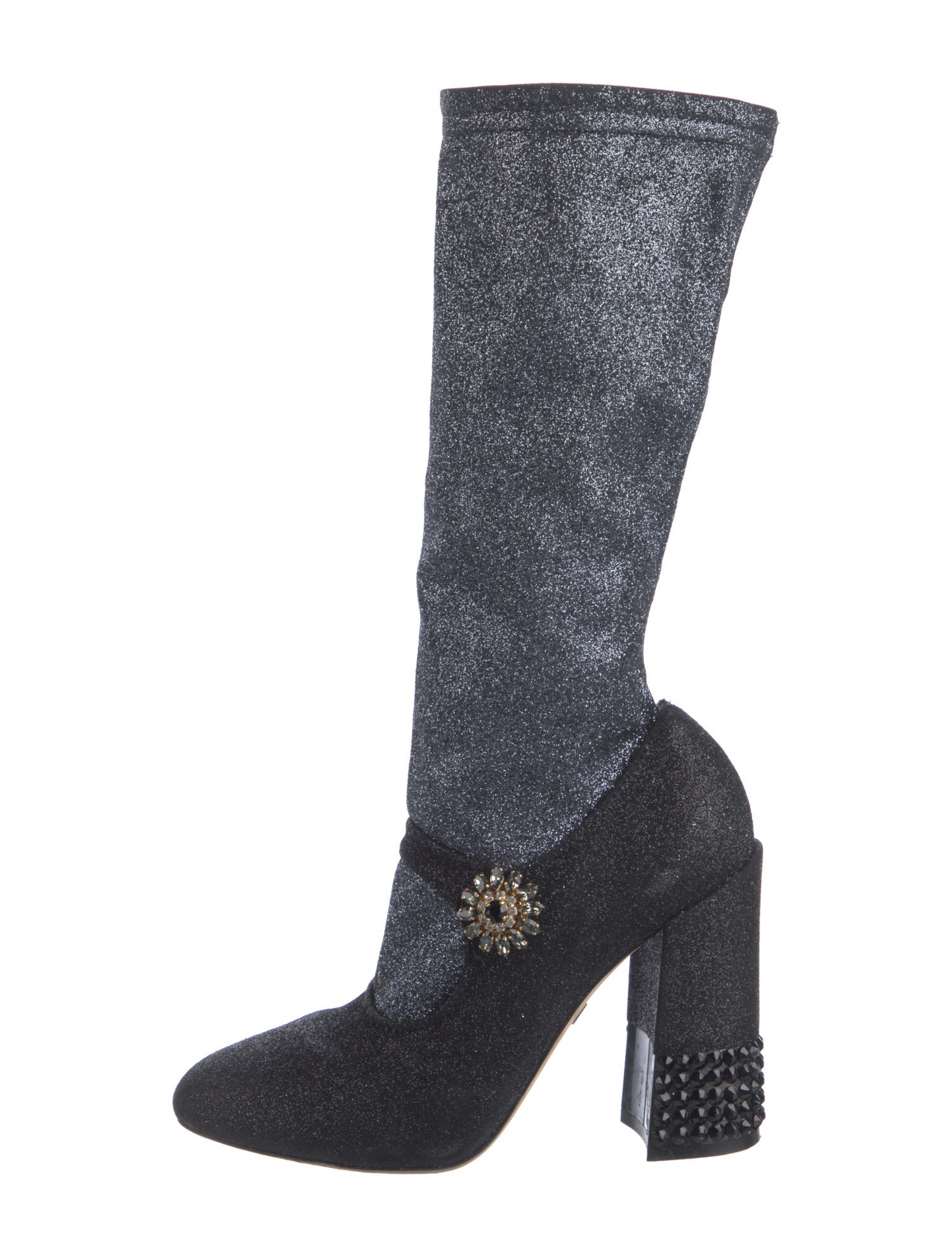 Dolce & Gabbana Glitter Crystal Embellishments Boots