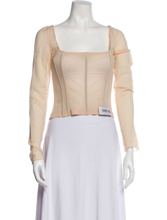 Kim Dolce & Gabbana Square Neckline Long Sleeve Crop Top