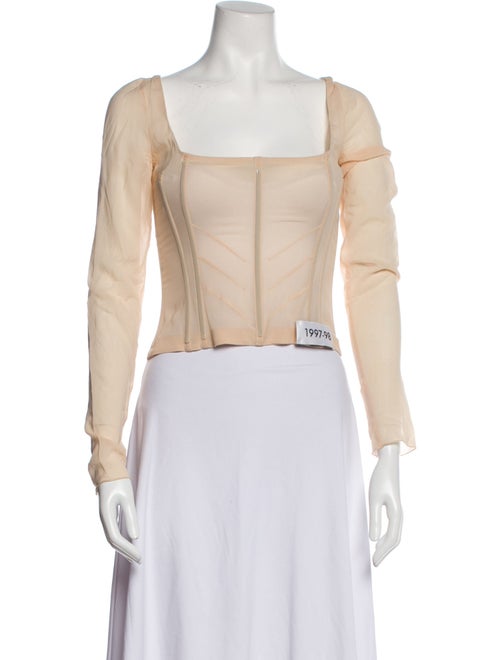 Kim Dolce & Gabbana Square Neckline Long Sleeve Crop Top