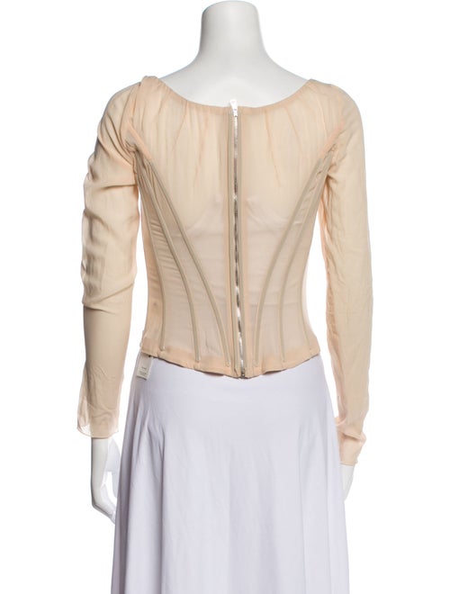 Kim Dolce & Gabbana Square Neckline Long Sleeve Crop Top