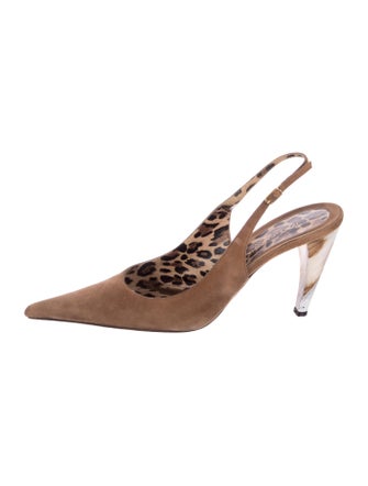 Dolce & Gabbana Suede Animal Print Slingback Pumps