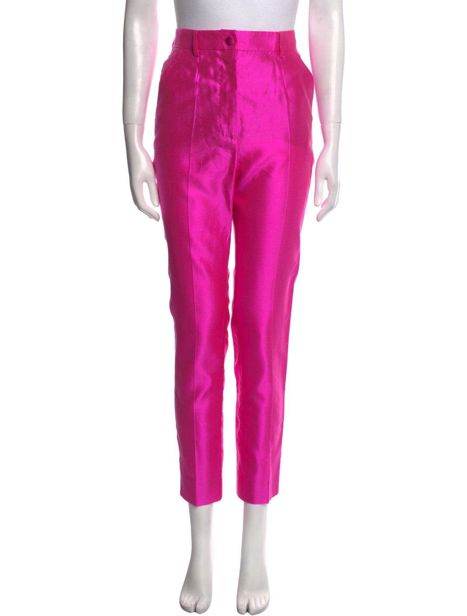 Dolce & Gabbana Silk Straight Leg Pants w/ Tags - Pink, 12