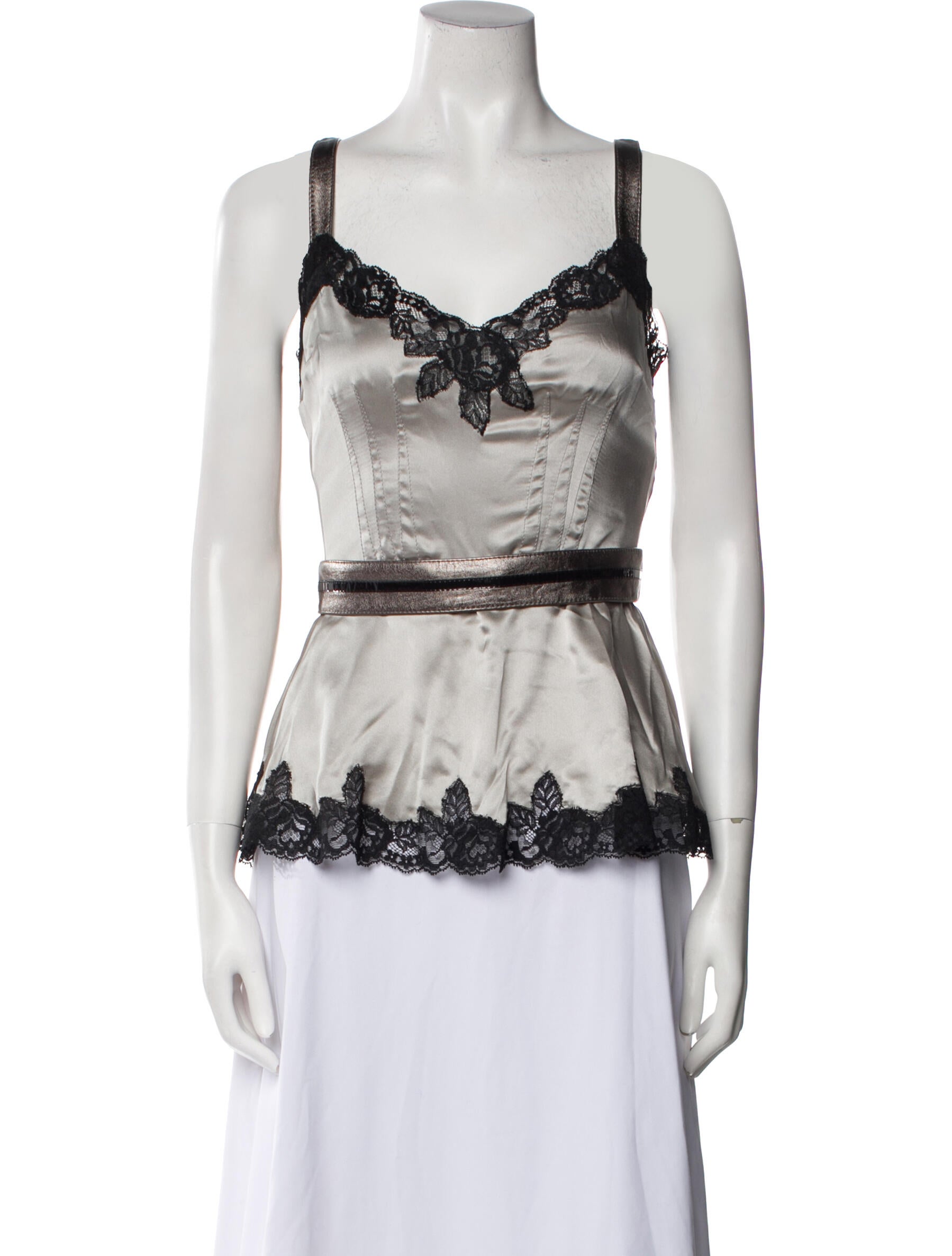 Dolce & Gabbana Silk Lace Pattern Top