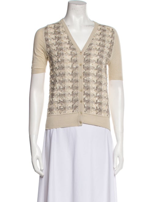 Dolce & Gabbana Tweed Pattern V-Neck Sweater