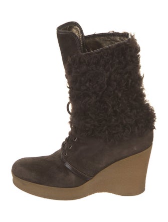 Dolce & Gabbana Suede Printed Lace-Up Boots