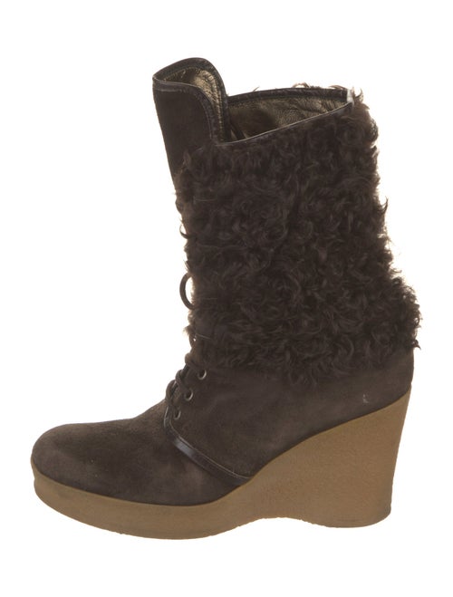 Dolce & Gabbana Suede Printed Lace-Up Boots