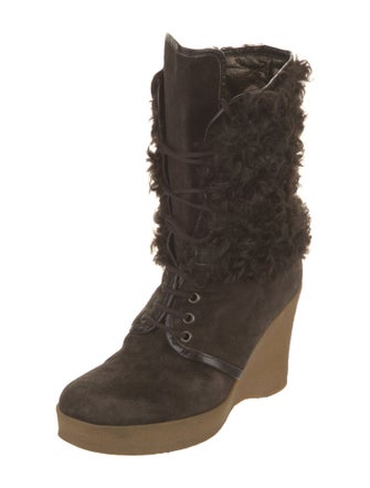 Dolce & Gabbana Suede Printed Lace-Up Boots