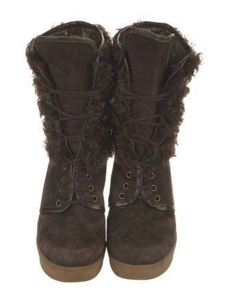 Dolce & Gabbana Suede Printed Lace-Up Boots