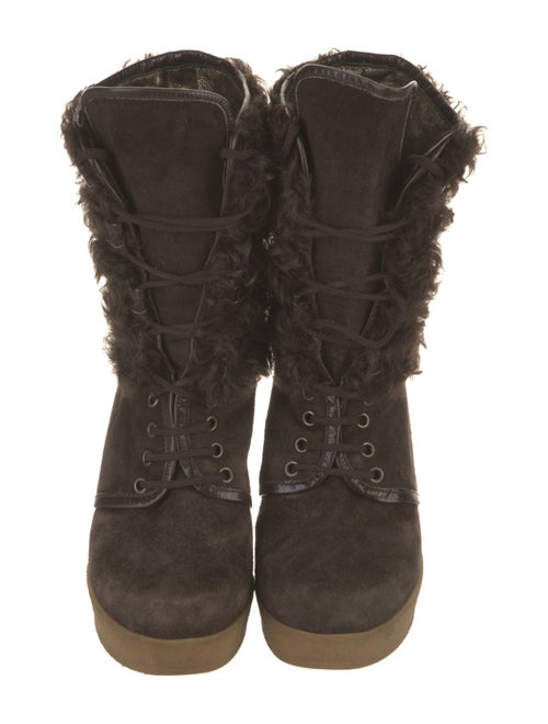 Dolce & Gabbana Suede Printed Lace-Up Boots