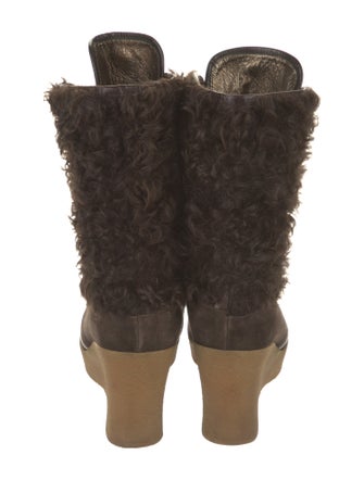 Dolce & Gabbana Suede Printed Lace-Up Boots