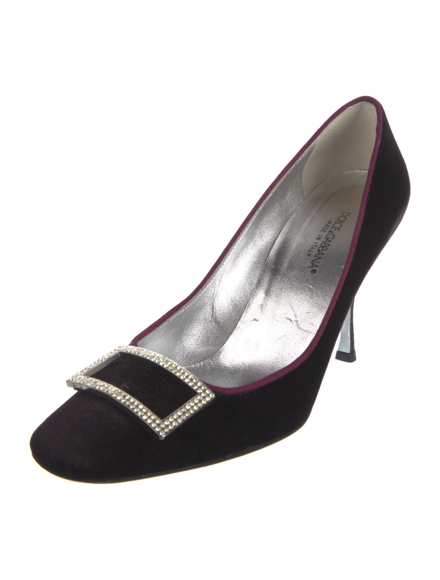 Dolce & Gabbana Velvet Crystal Embellishments Pumps