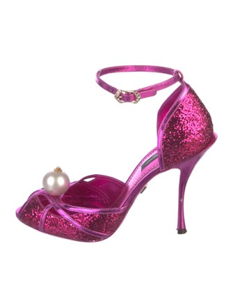Dolce & Gabbana Glitter Studded Accents D'Orsay Pumps