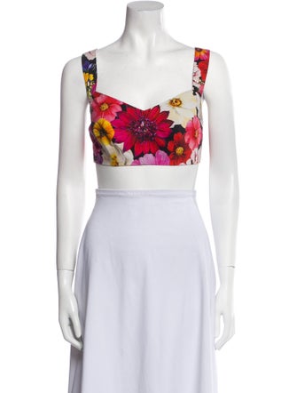 Dolce & Gabbana Floral Print Square Neckline Crop Top