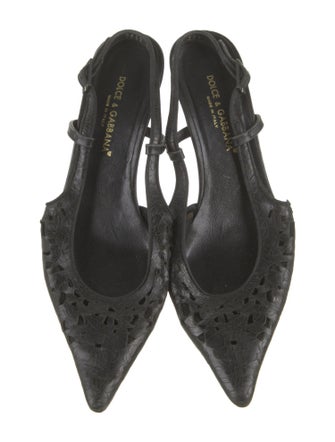 Dolce & Gabbana Leather Mesh Accents Slingback Pumps
