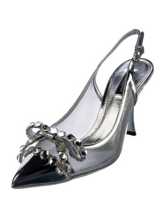 Dolce & Gabbana Mesh Crystal Embellishments Slingback Pumps