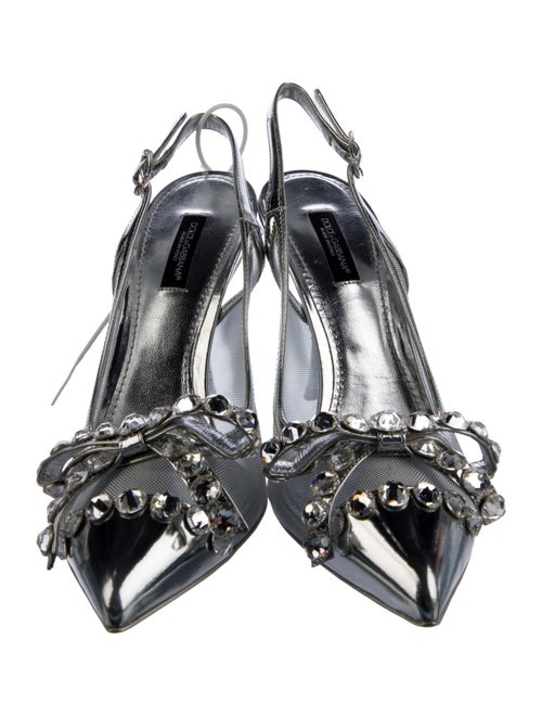 Dolce & Gabbana Mesh Crystal Embellishments Slingback Pumps