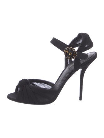 Dolce & Gabbana Mesh Crystal Embellishments Sandals