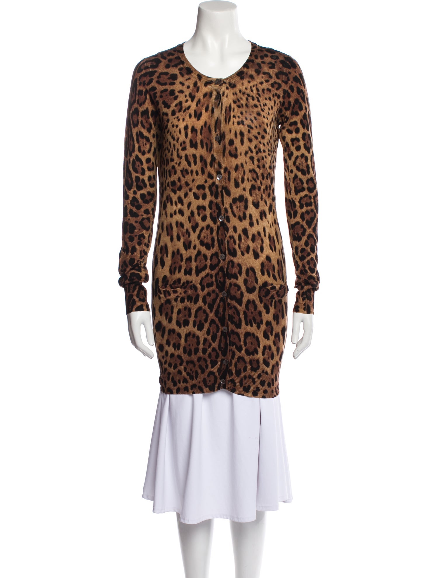 Dolce & Gabbana Animal Print Scoop Neck Sweater
