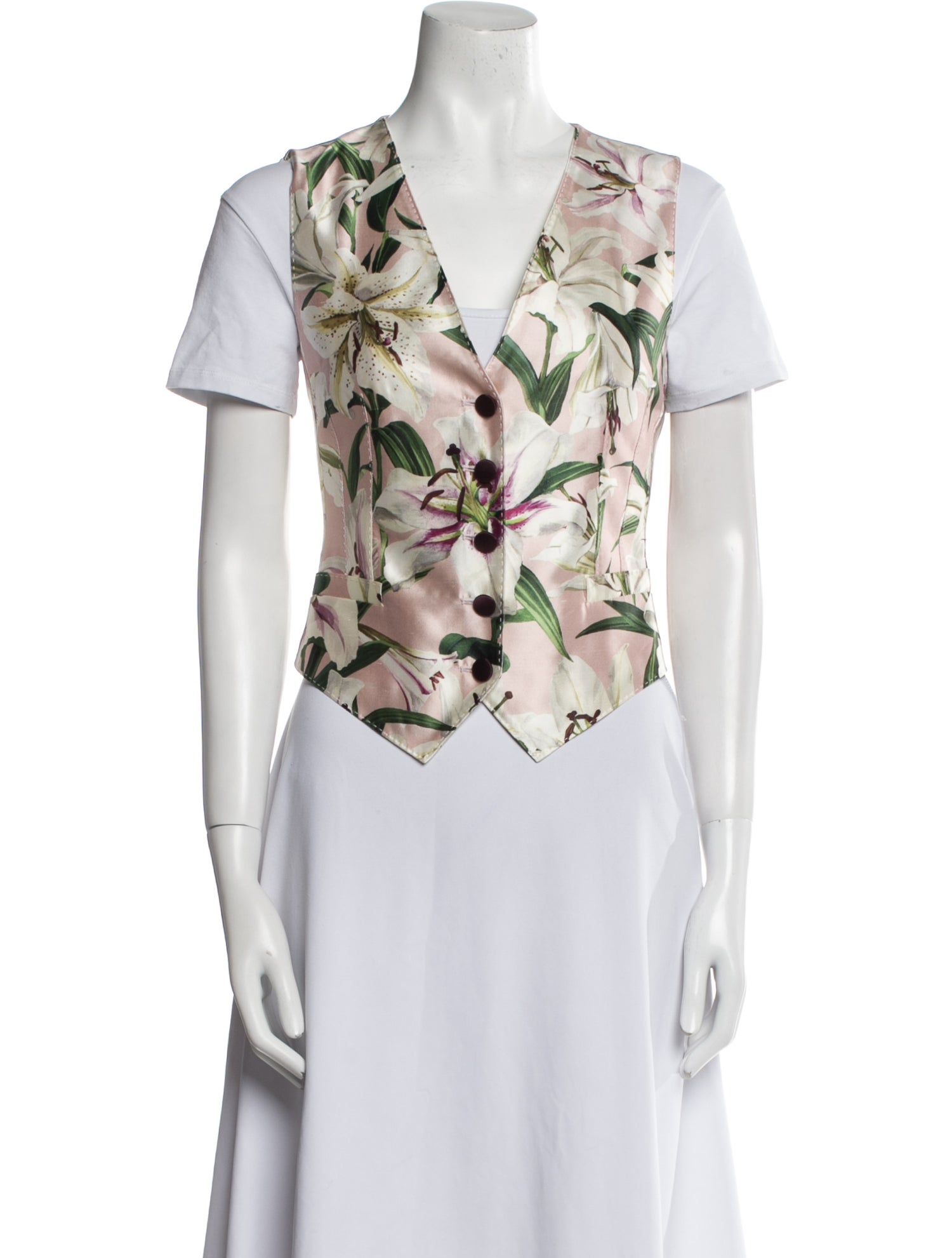 Dolce & Gabbana Silk Floral Print Vest w/ Tags