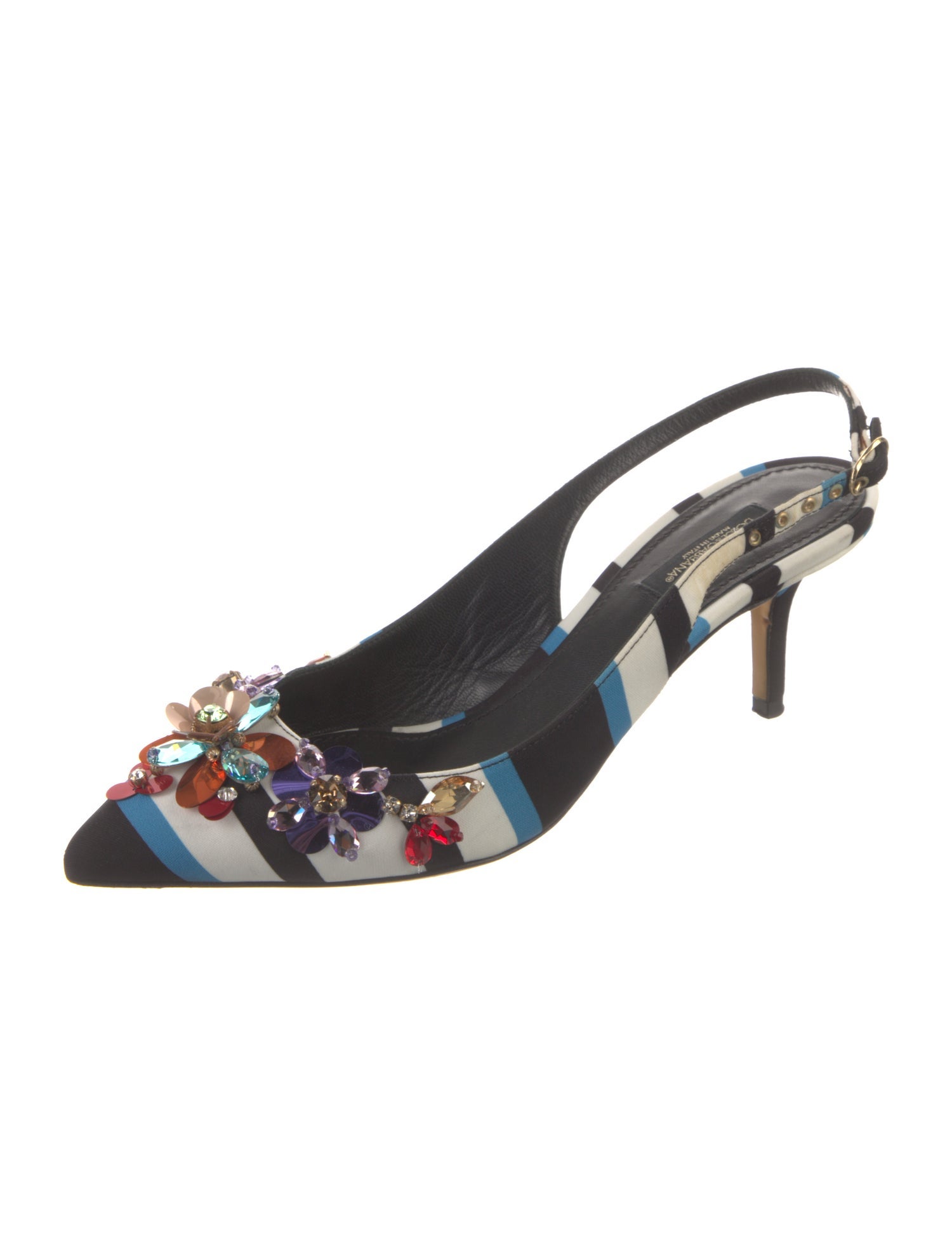 Dolce & Gabbana Printed Crystal Embellishments Slingback Pumps
