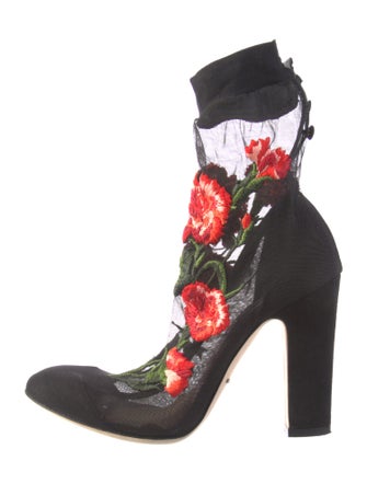 Dolce & Gabbana Mesh Floral Print Sock Boots