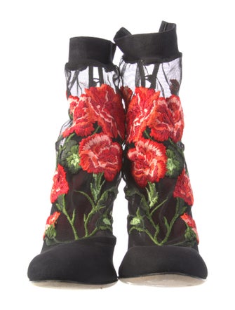 Dolce & Gabbana Mesh Floral Print Sock Boots