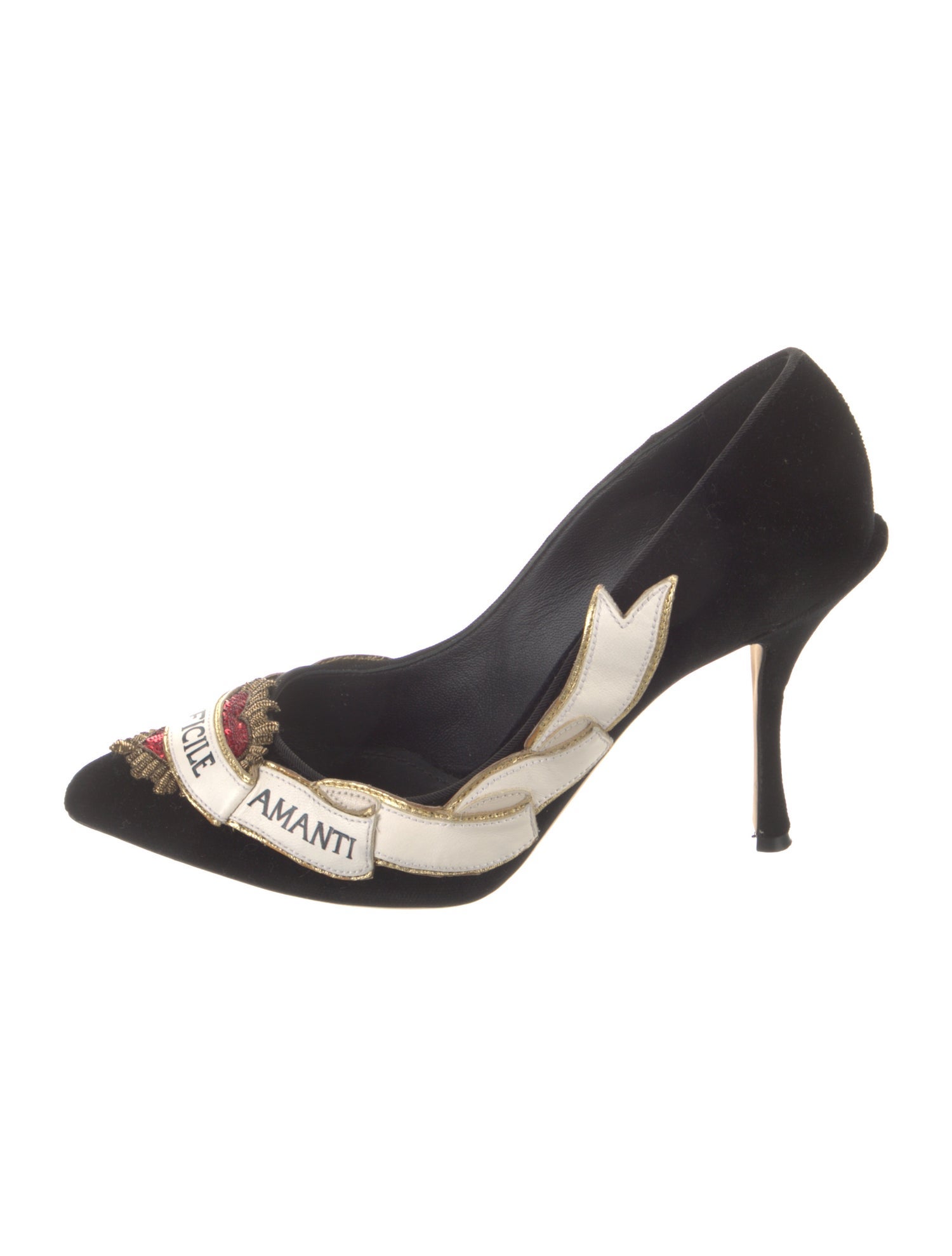 Dolce & Gabbana Velvet Colorblock Pattern Pumps
