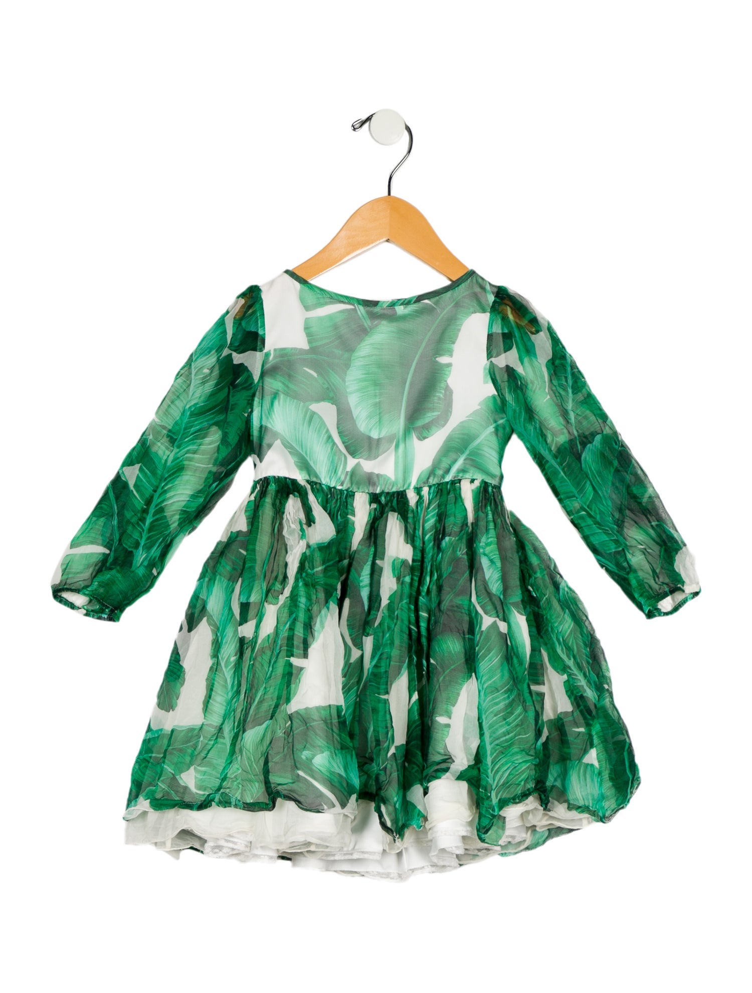 Dolce & Gabbana Toddler Girls' Printed Lace-Trimmed Silk Long Sleeve Dress