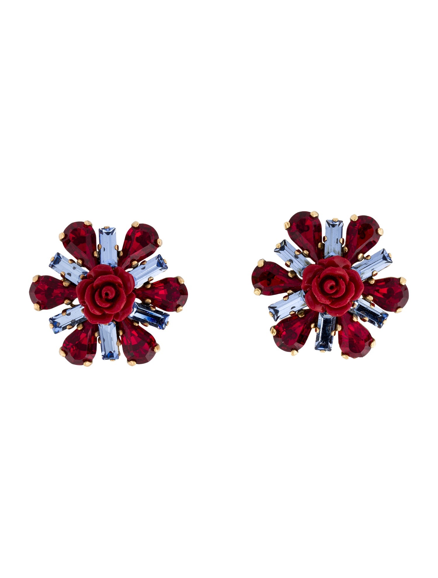 Dolce & Gabbana Crystal & Resin Rose Clip-On Earrings