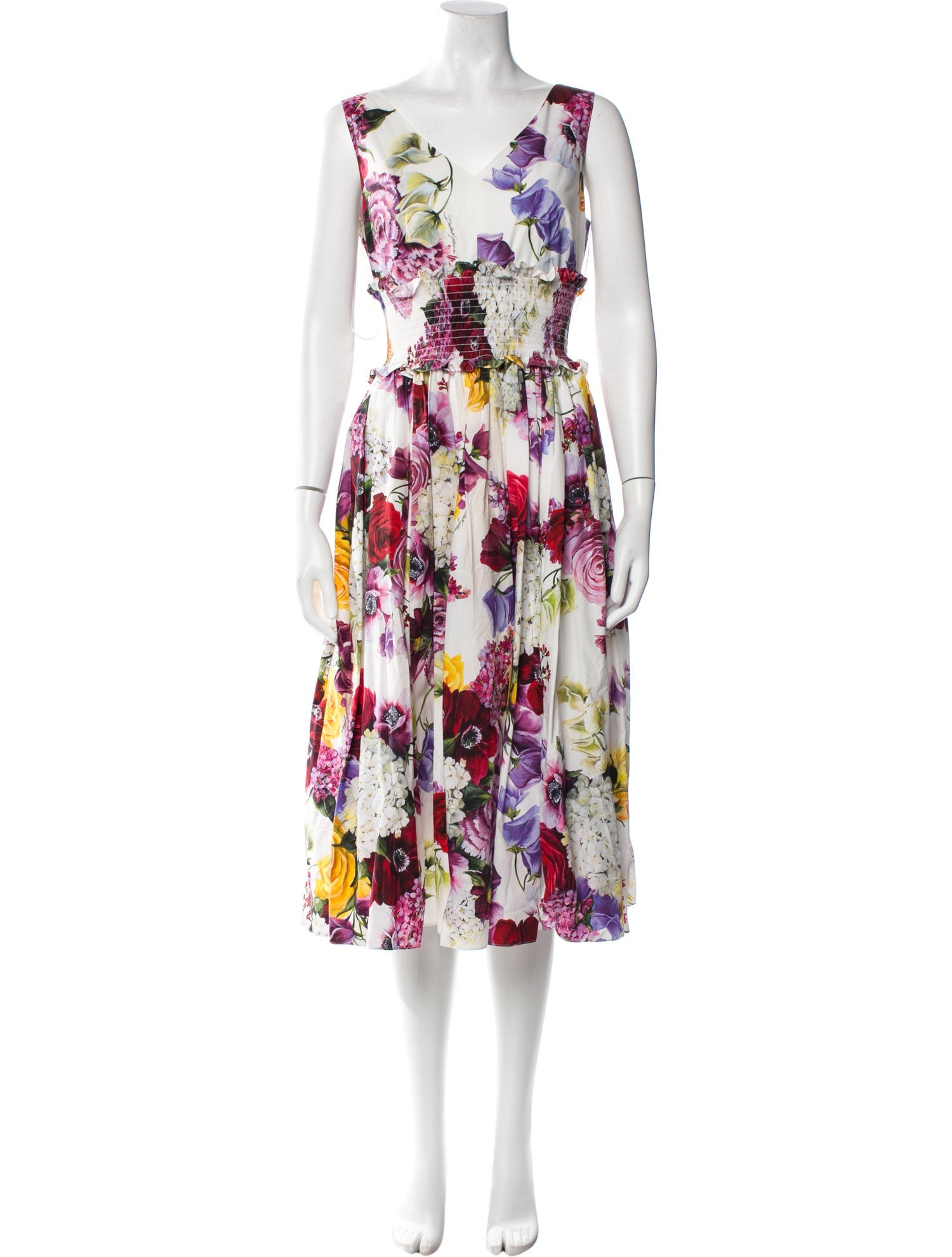 Dolce & Gabbana Floral Print Midi Length Dress