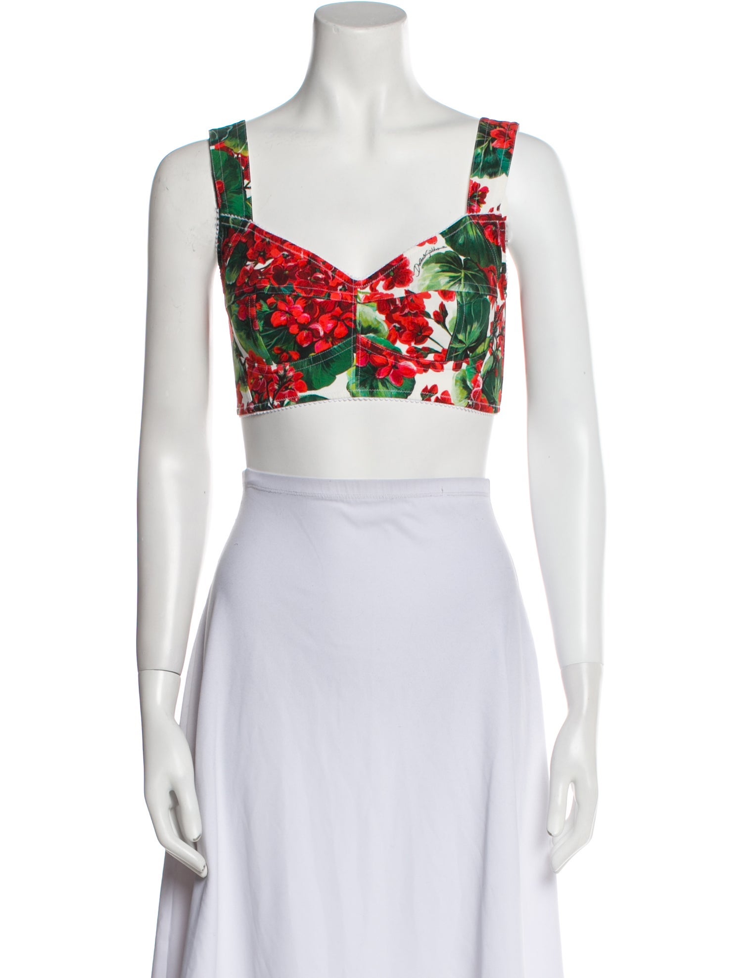 Dolce & Gabbana Floral Print V-Neck Crop Top w/ Tags