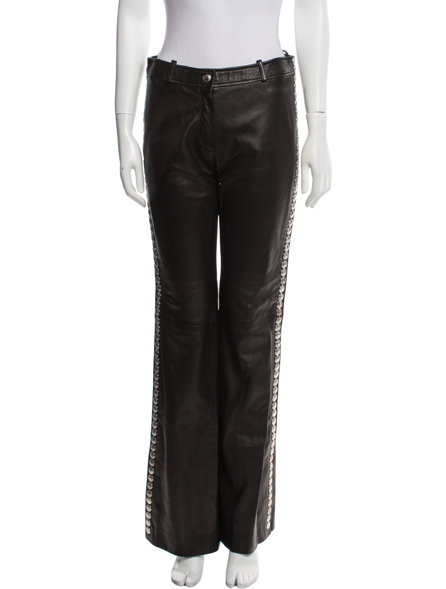 Dolce & Gabbana Leather Wide Leg Pants