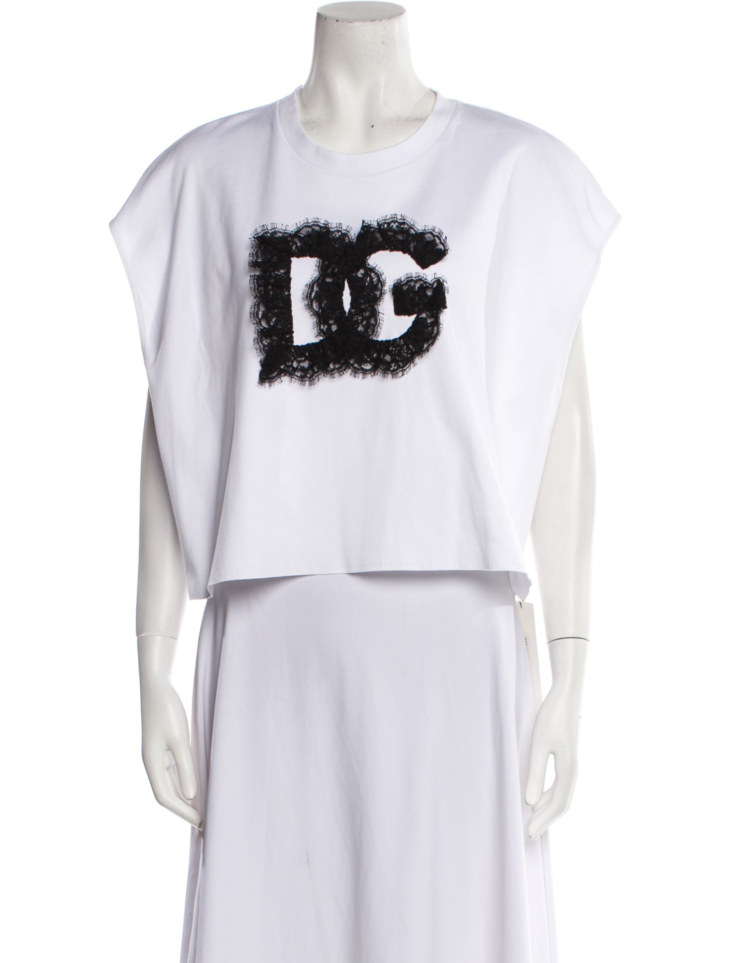 Dolce & Gabbana Graphic Print Crew Neck Crop Top w/ Tags