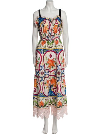 Dolce & Gabbana Floral Print Square Neckline Jumpsuit