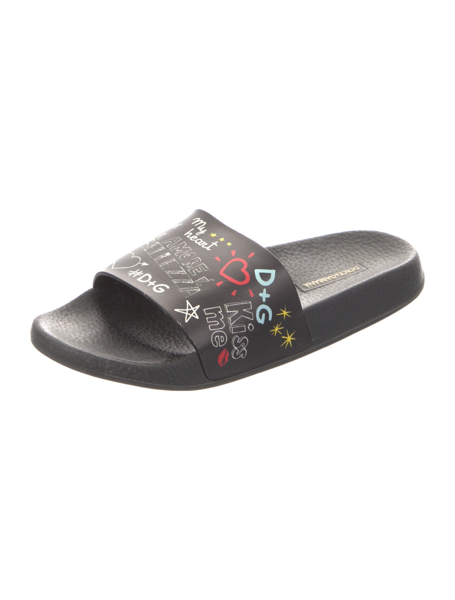 Dolce & Gabbana Leather Printed Slides