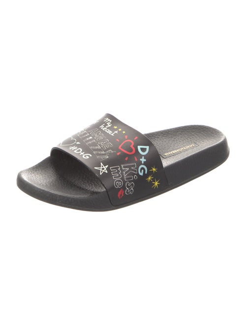 Dolce & Gabbana Leather Printed Slides