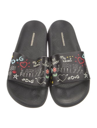 Dolce & Gabbana Leather Printed Slides