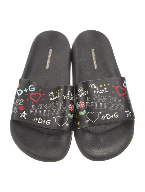 Dolce & Gabbana Leather Printed Slides